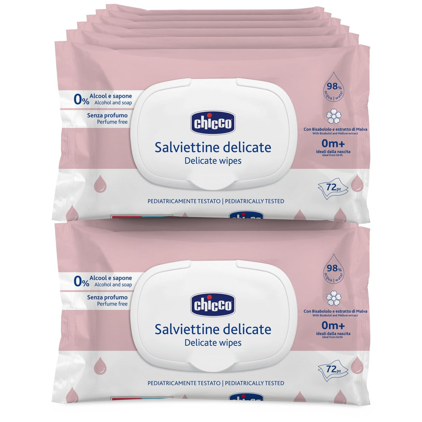 Chicco Îngrijire bebe Servetele Umede Chicco 1205060-7 | 72 Bucati, Fara Alcool, Fara Sapun, 0 Luni+