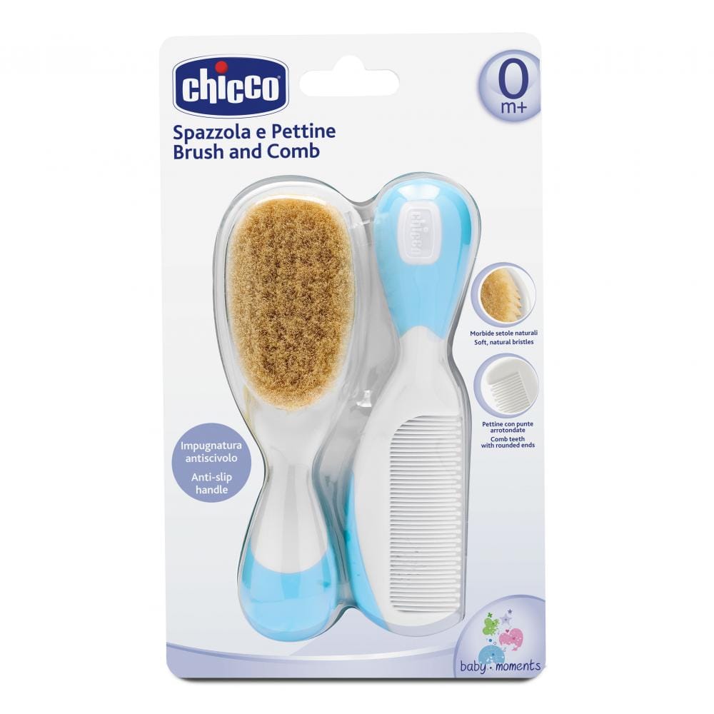 Chicco Îngrijire bebe Set Pieptan Si Perie Chicco 06569-7 | Par Natural, Bleu