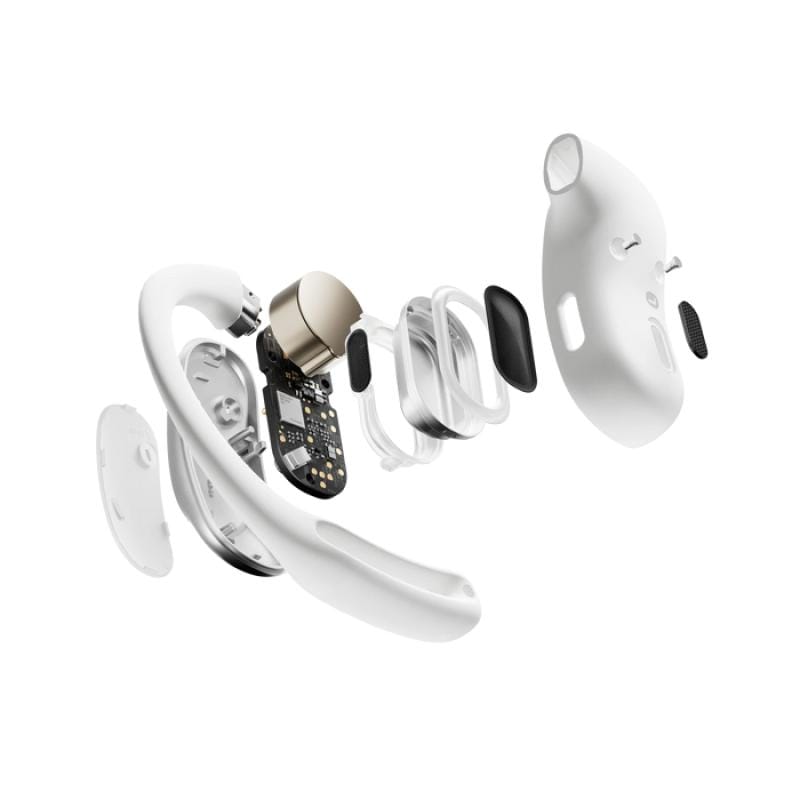AfterShokz Căști sport wireless Shokz OpenFit T511-ST-WT, design deschis, alb, Bluetooth, pentru alergare și antrenamente