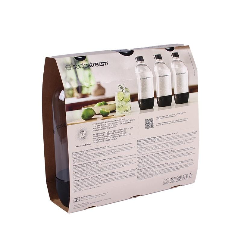 SodaStream Set 3 sticle universale SodaStream PET, 1L, negru, compatibile cu aparate SodaStream