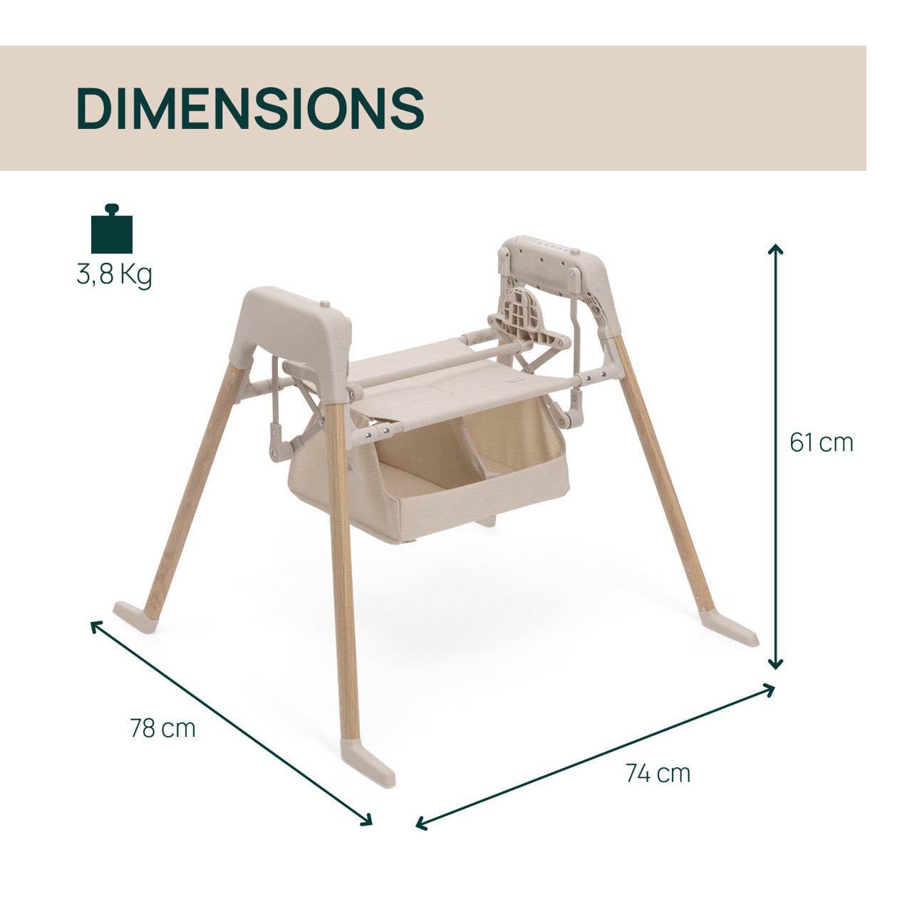 Suport Electronic cu Sistem de Leganare Chicco E-lullaglide, (compatibil Scoica Kory Plus, Landou și Sezut Carucior Sport Bellagio), Natural, 0 Luni+