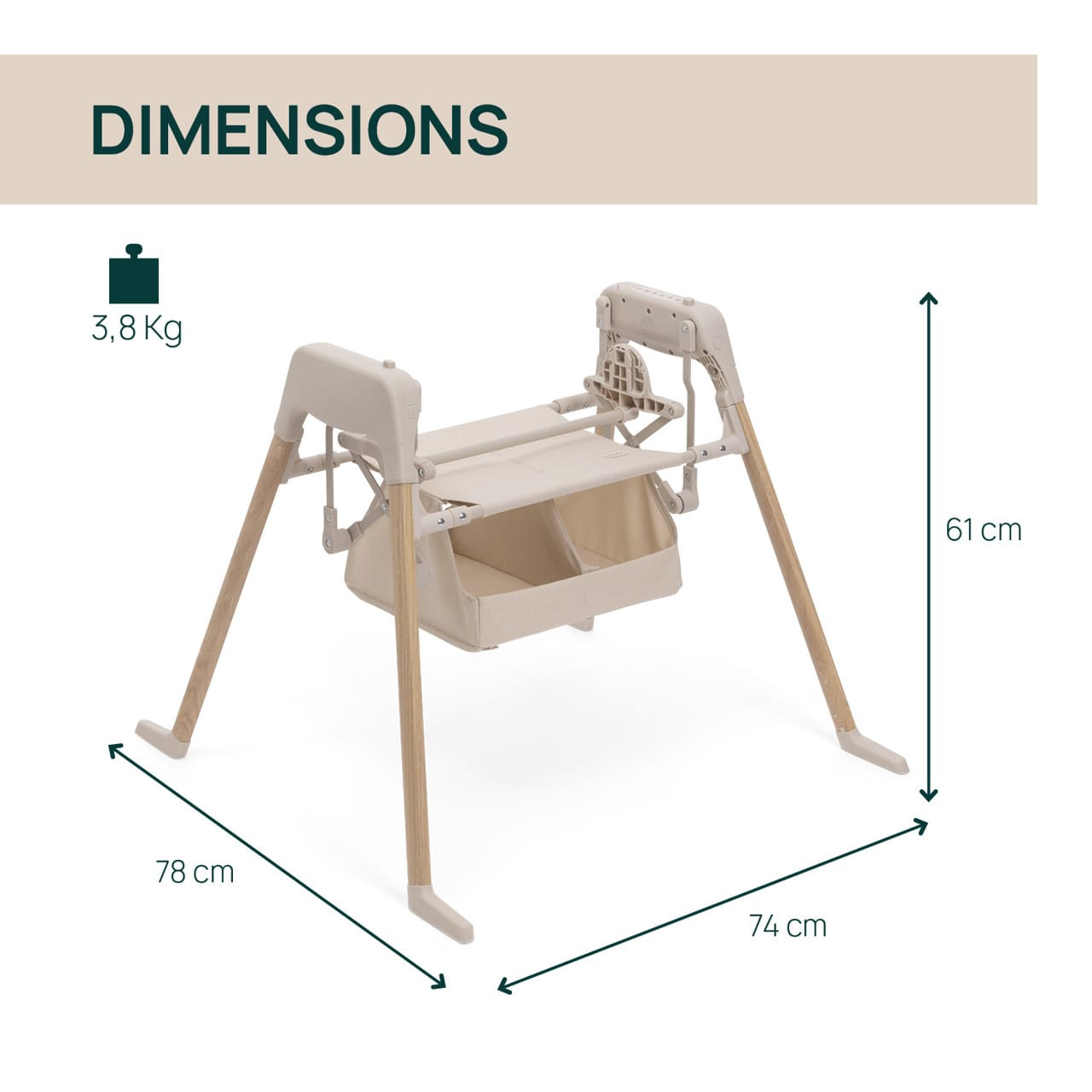 Chicco Puericultură Suport Electronic cu Leganare Chicco E-lullaglide 8717139-8 | 0 Luni+, Natural, Compatibil Scoica Kory Plus