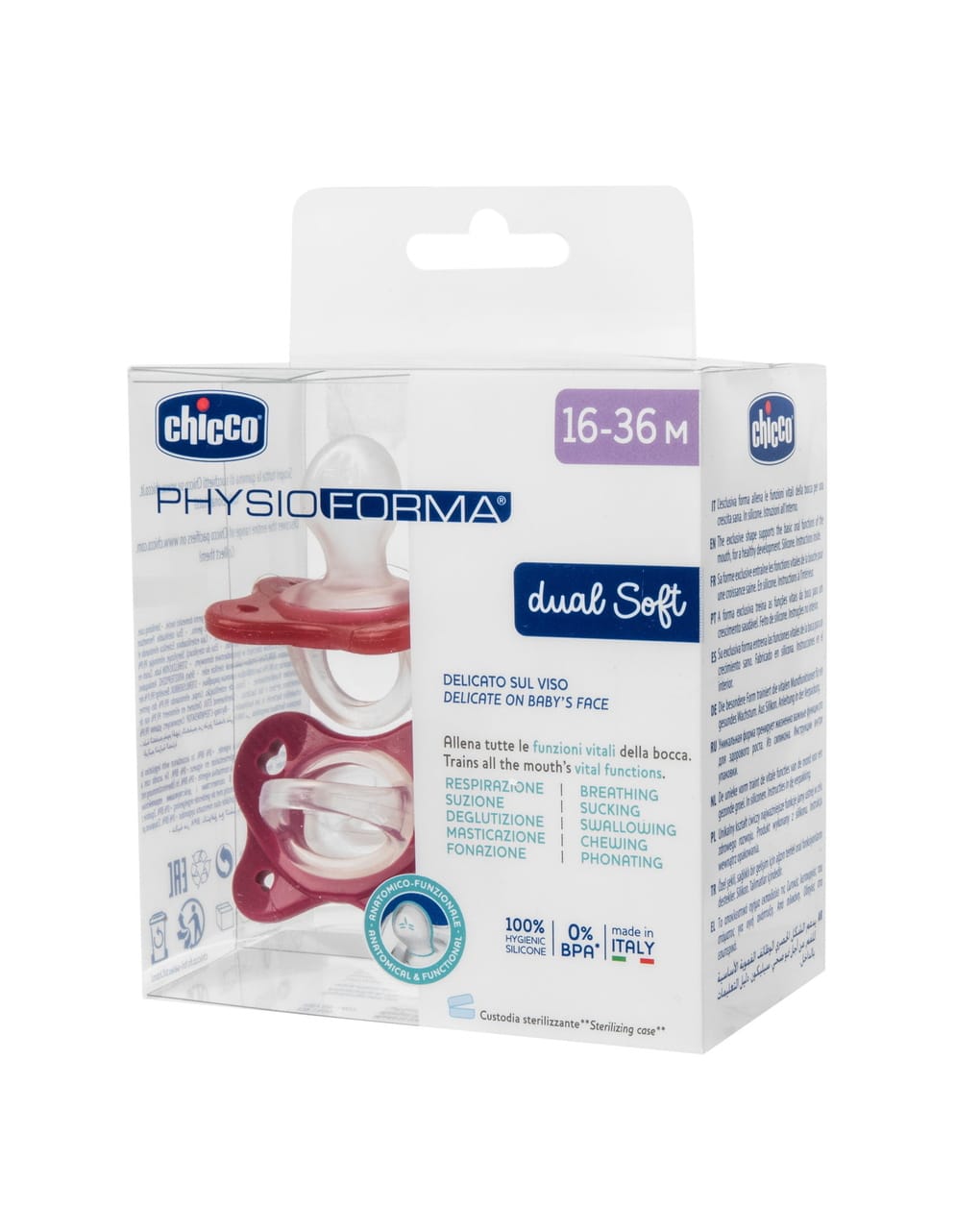 Chicco Alimentație bebe Suzeta Chicco Physioforma Dualsoft 7308651-7 | Anatomica, 16-36 Luni, 2buc, Roz