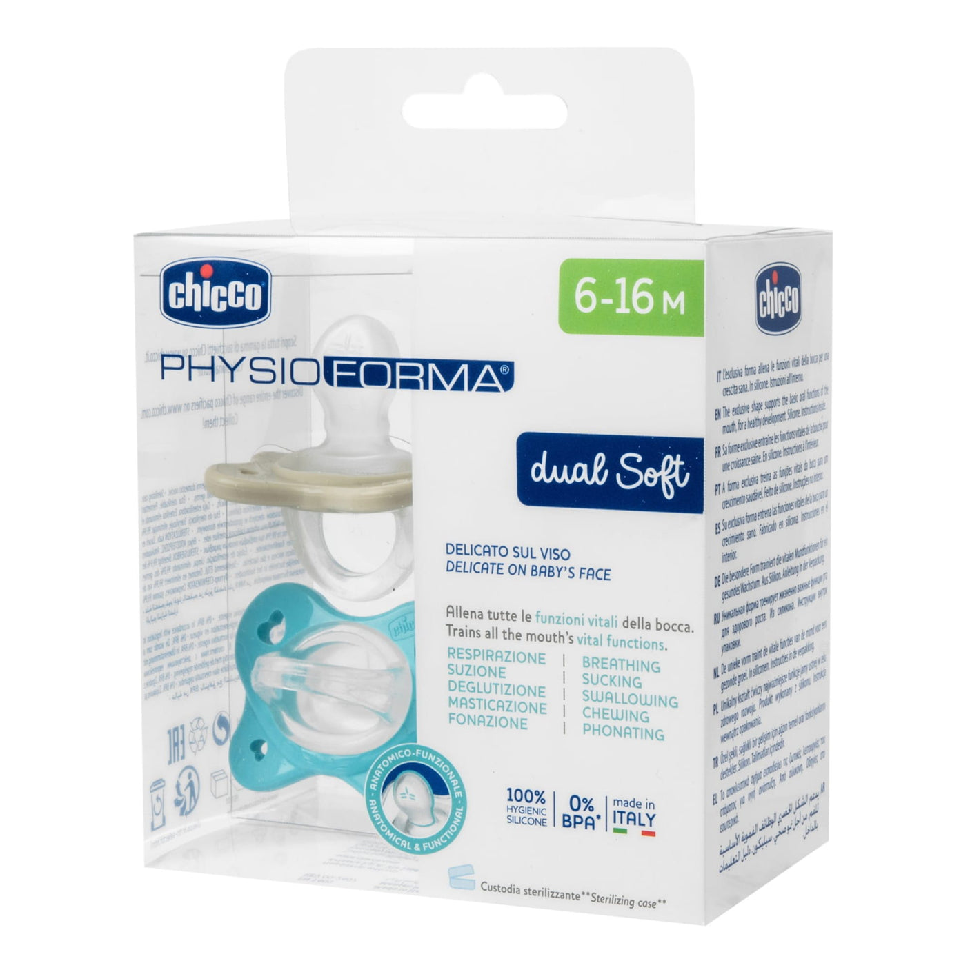 Chicco Alimentație bebe Suzeta Chicco Physioforma Dualsoft 7308761-7 | Anatomica, 2buc, Bleu, 6-16luni