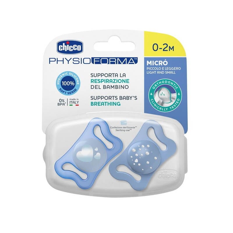 Chicco Alimentație bebe Suzeta Chicco Physioforma Micro 75126-7 | 2 Bucati, Blue, 0-2 Luni