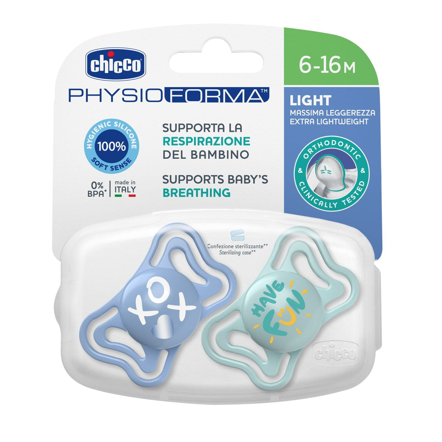 Chicco Alimentație bebe Suzeta Chicco Physioforma Light 7103821-7 | 2buc, Bleu, 6-16luni
