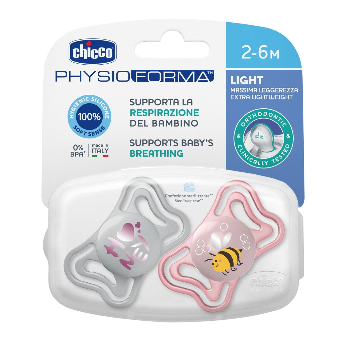 Chicco Alimentație bebe Suzeta Chicco Physioforma Light 7103711-7 | 2buc, Roz, 2-6luni