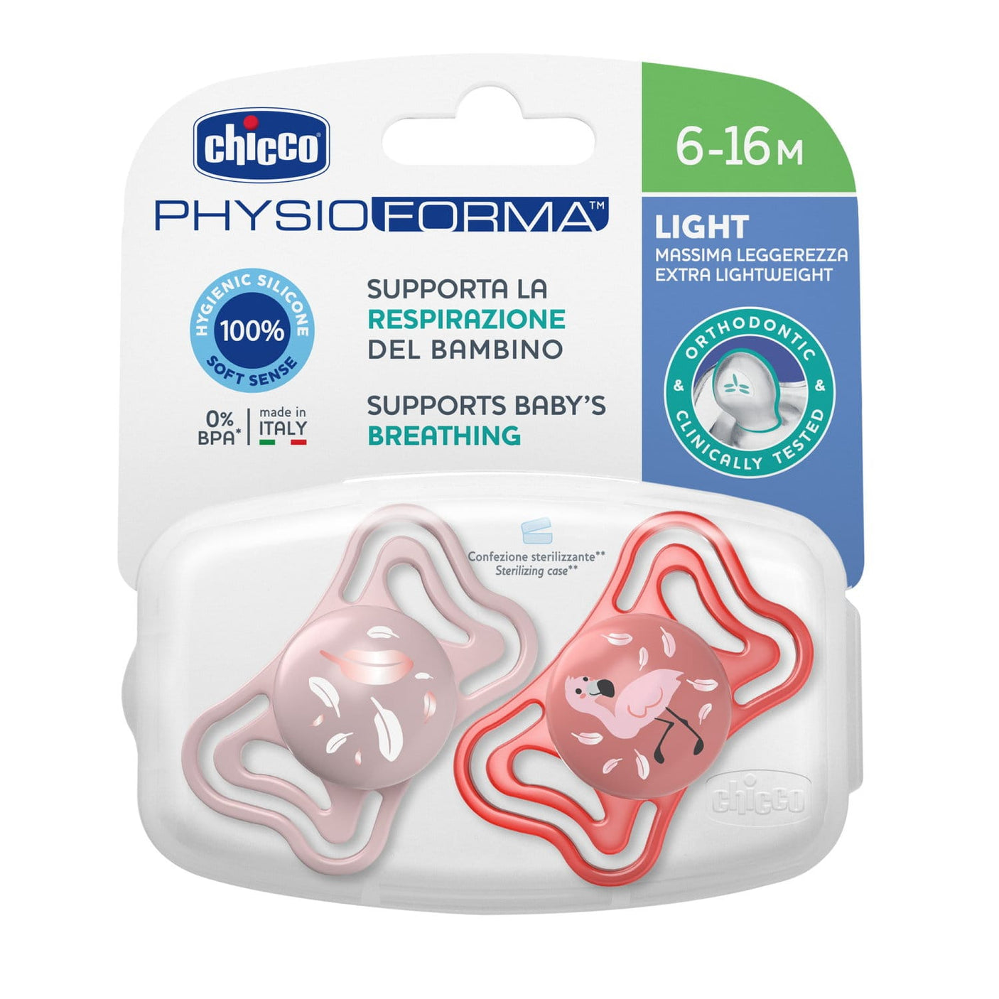 Chicco Alimentație bebe Suzeta Chicco Physioforma Light 7103811-7 | 2buc, Roz, 6-16 luni