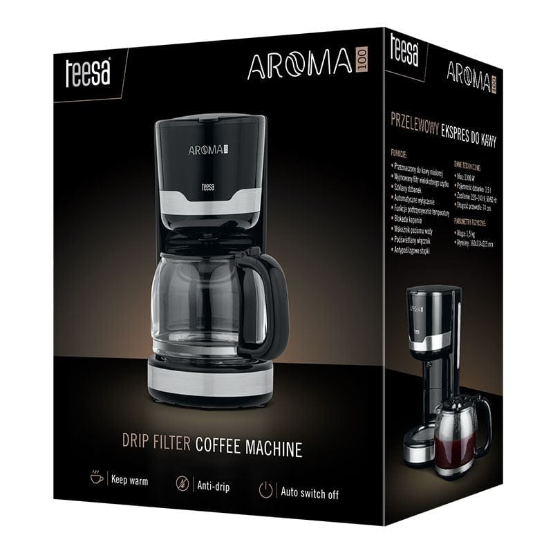 Teesa Cafetiera Cafetieră Teesa | 1000W, 1.5L, Negru