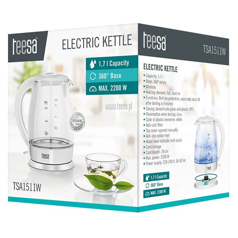 Teesa Fierbator Fierbător Teesa TSA1511W | 2200W, 1.7L, 70cm, 240V, Alb