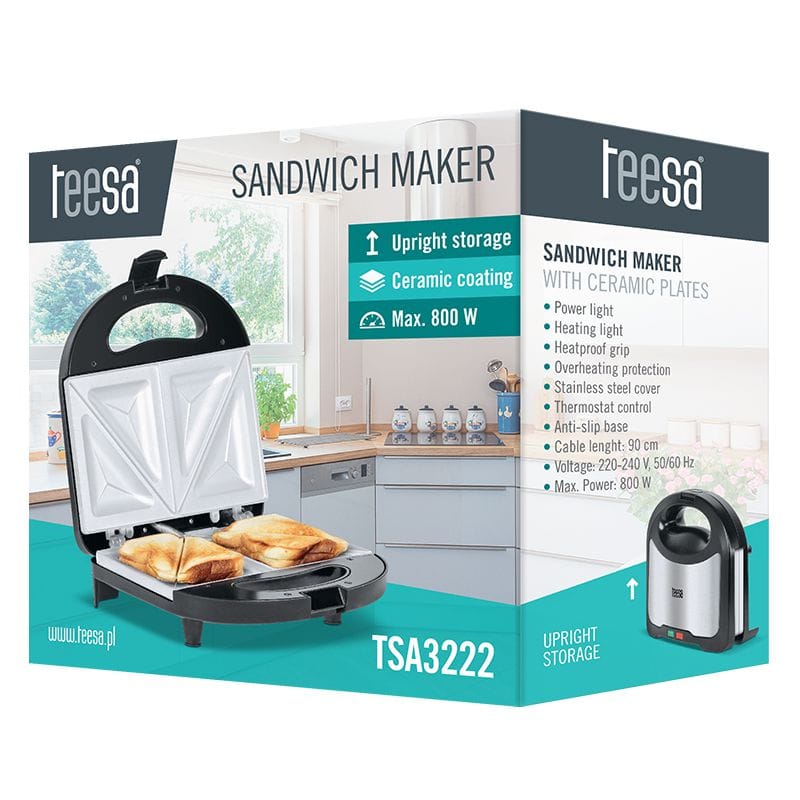 Teesa Sandwich maker Sandwich Maker Teesa TSA3222 | 800W, 1.34kg, 90cm, Inox