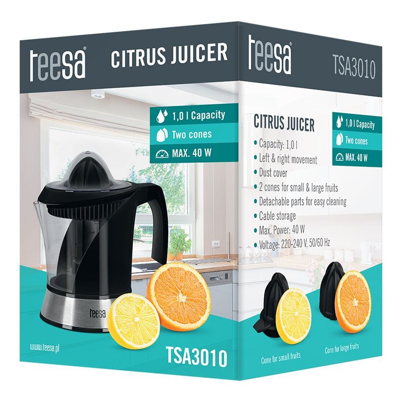 Teesa Storcator citrice Storcator citrice Teesa TSA3010 | 40W, 1L, Inox, Negru