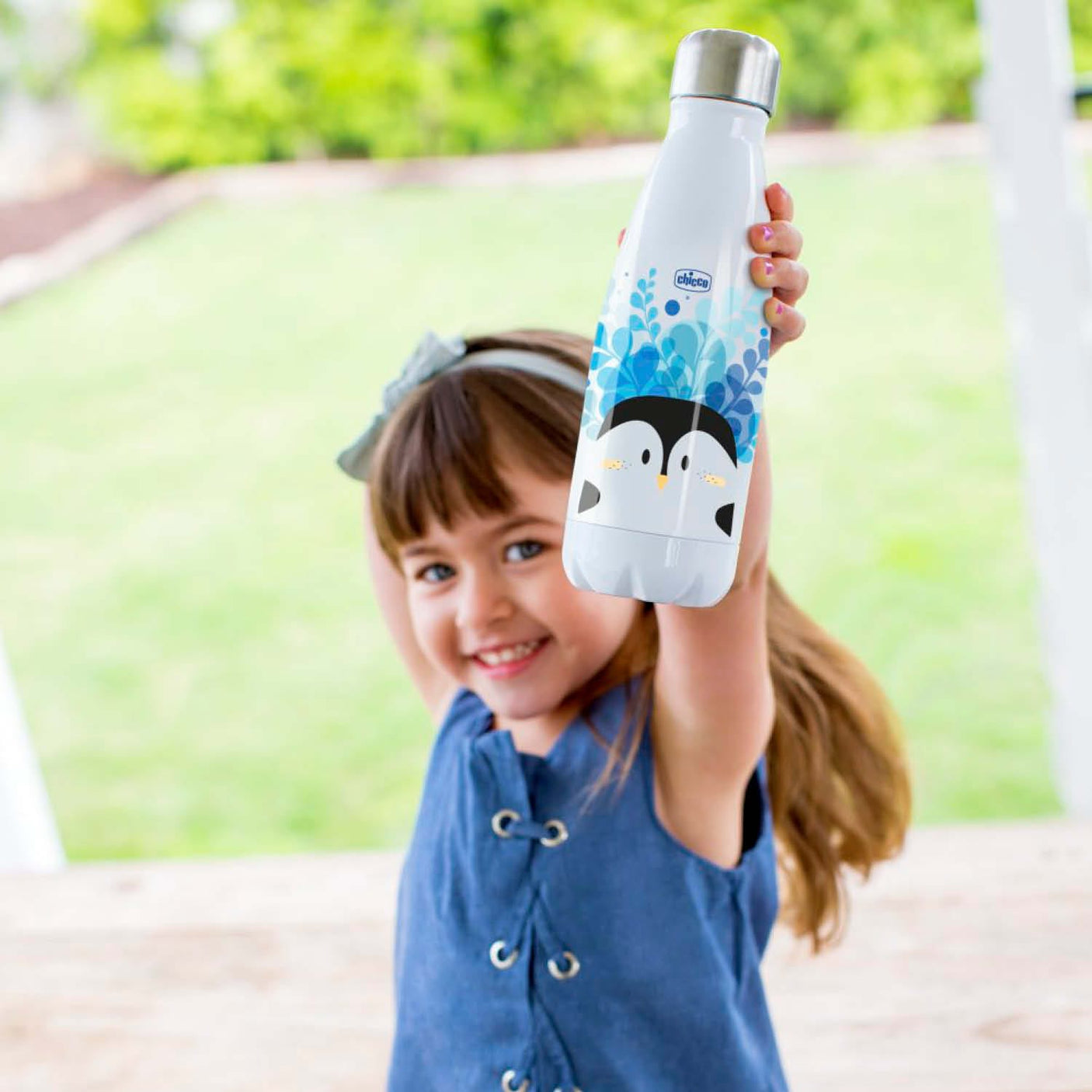 Chicco Îngrijire bebe Termos Inox Pentru Copii Chicco 1008110-7 | 350ml, Alb, Figurine Panda, 3ani+