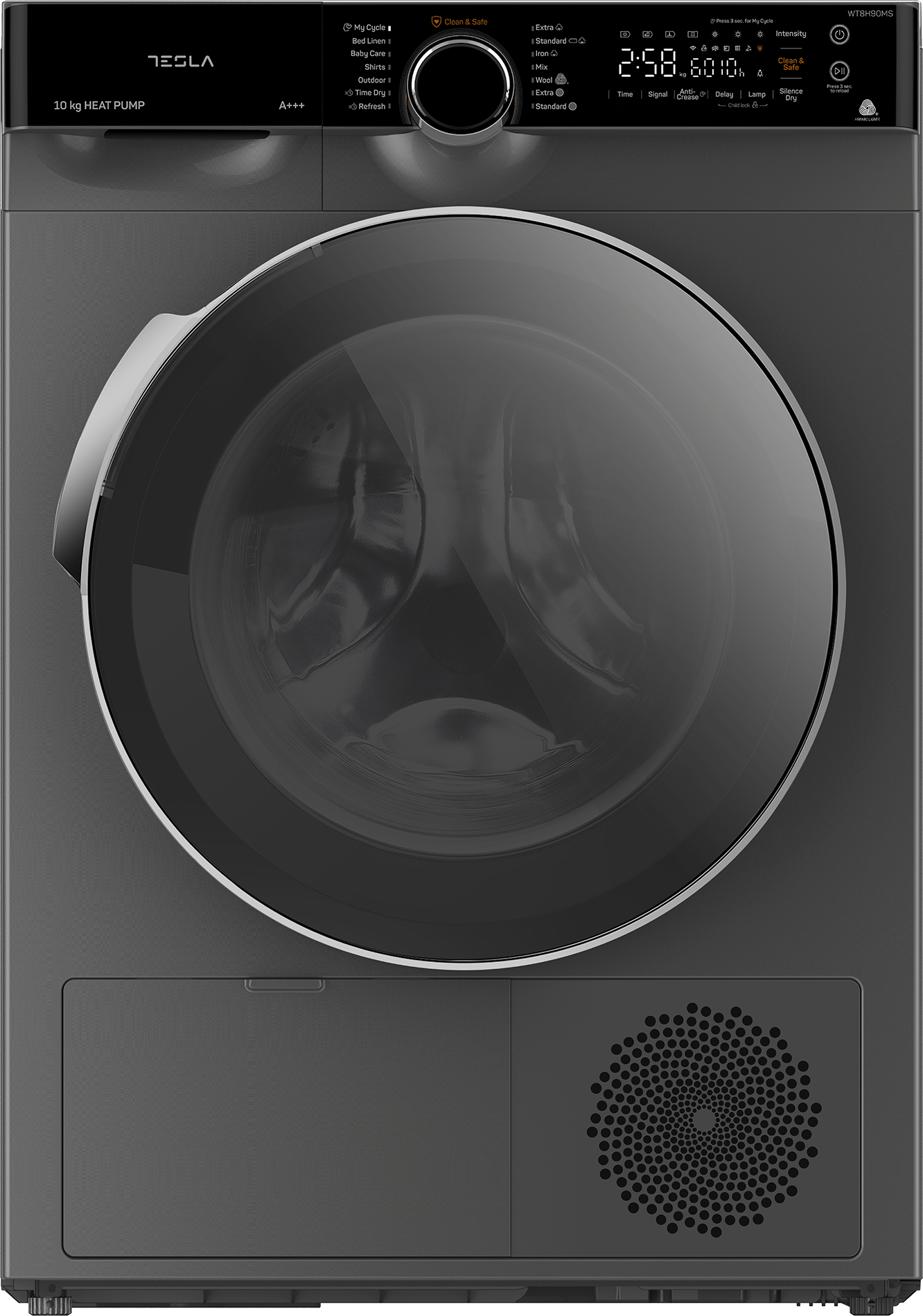 Tesla WG Uscator de rufe Uscător de Rufe Tesla WG WT8H91MS | 8kg, Argintiu, Inverter