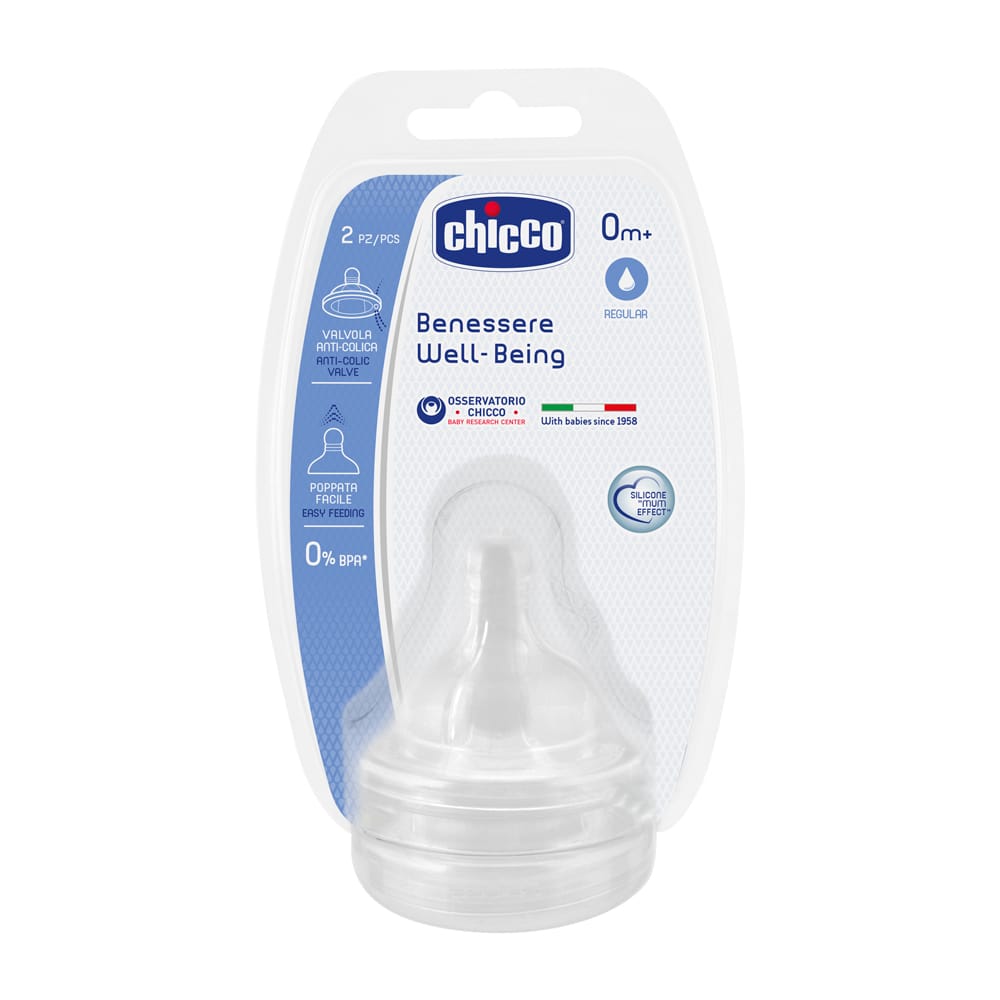 Chicco Alimentație bebe Tetina Chicco 20811-7 | Silicon, Flux Normal, 2buc, 0luni+