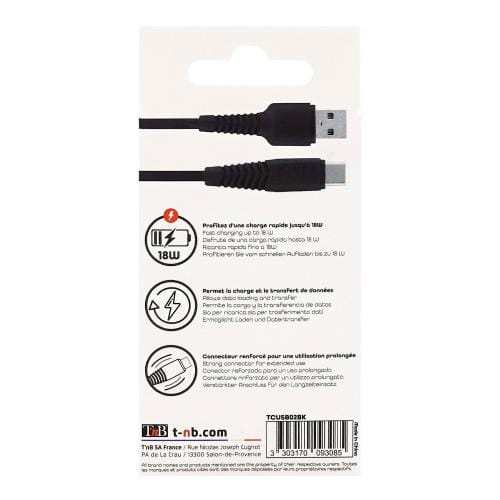 TnB Cablu Cablu USB la USB-C TnB TCUSB02BK | 2m, 480Mbps