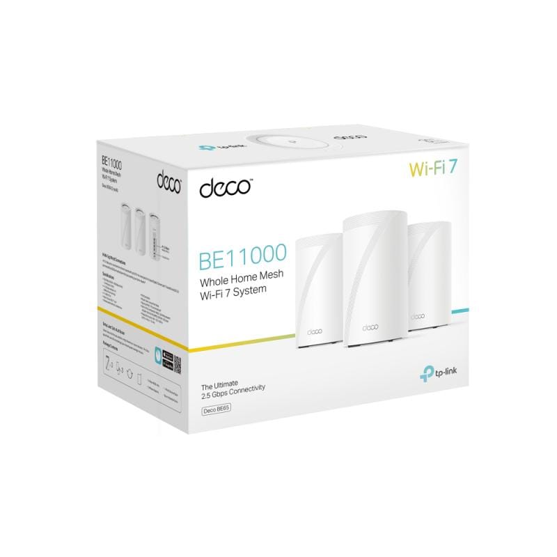 TP-Link Sistem Mesh Wi‑Fi TP‑Link Deco BE65, 3 unități, acoperire extinsă, conexiuni stabile pentru locuințe mari