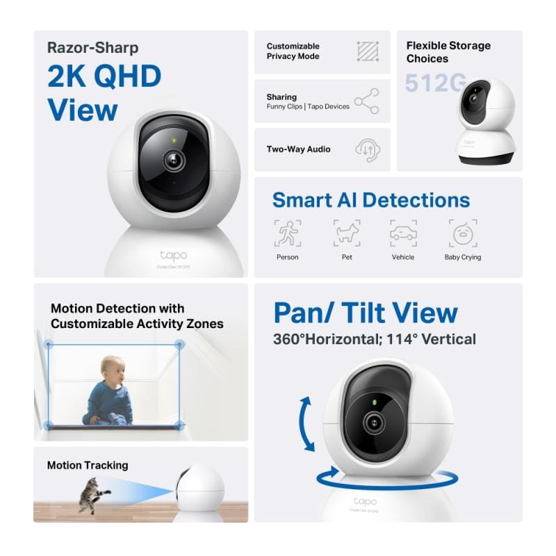 TP-Link Camera supraveghere Camera IP TP-Link Tapo C220 150908 | Interior, 2K QHD, Pan/Tilt, Night Vision