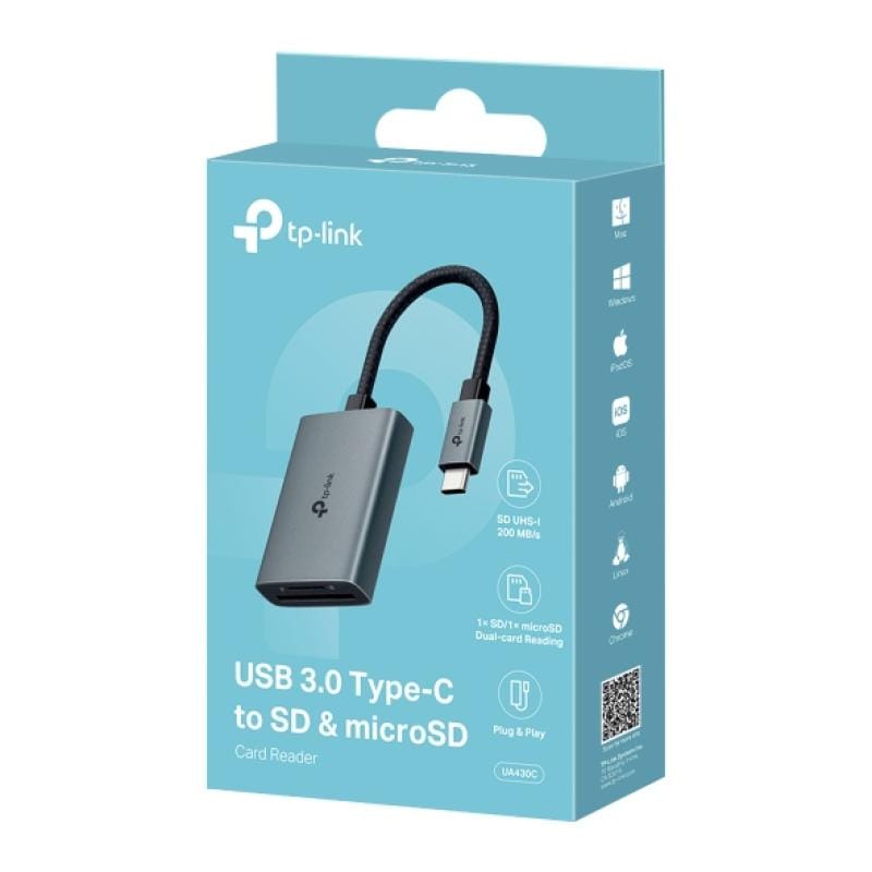 TP-Link Adaptor rețea TP-Link UA430C, USB-C la Ethernet RJ45, conexiune cablată stabilă pentru laptop/tabletă