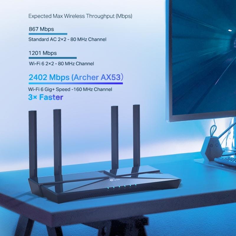 TP-Link Router Wi‑Fi 6 TP‑Link Archer AX53 AX3000 Dual Band, Gigabit, WPA3, OneMesh