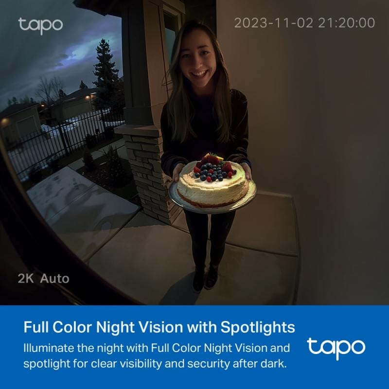 TP-Link Sonerie video smart TP-Link Tapo D210 cu cameră, detectare mișcare, vedere nocturnă și comunicare bidirecțională