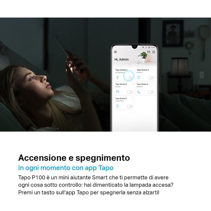 TP-Link Priză inteligentă TP-Link Tapo P100 Wi‑Fi, control prin aplicație, programare/temporizator, 1 bucată
