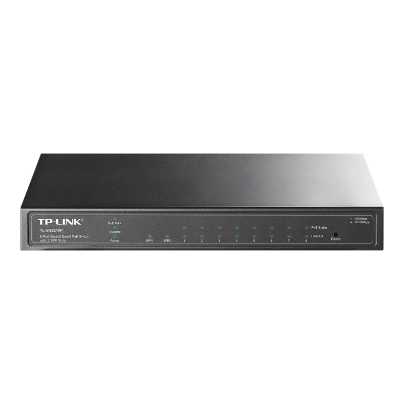 TP-Link Switch Managed TP-Link Omada SG2210P, 8 Porturi Gigabit PoE+ + 2 SFP, Administrare Centralizată, VLAN/QoS, 24/7