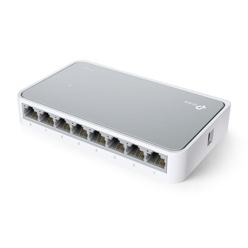 TP-Link Switch TP-Link TL-SF1008D 8 Porturi Fast Ethernet 10/100 Mbps, Plug-and-Play, Compact pentru Birou și Acasă