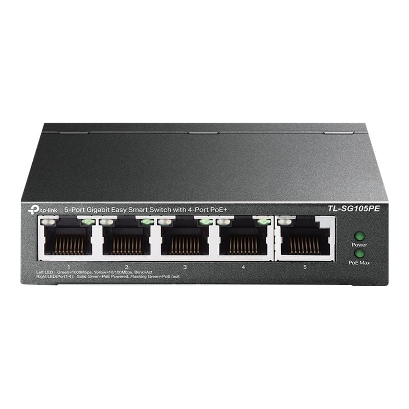 TP-Link Switch TP-Link TL-SG105PE, 5 Porturi Gigabit, PoE, pentru Camere IP, Access Point, VoIP
