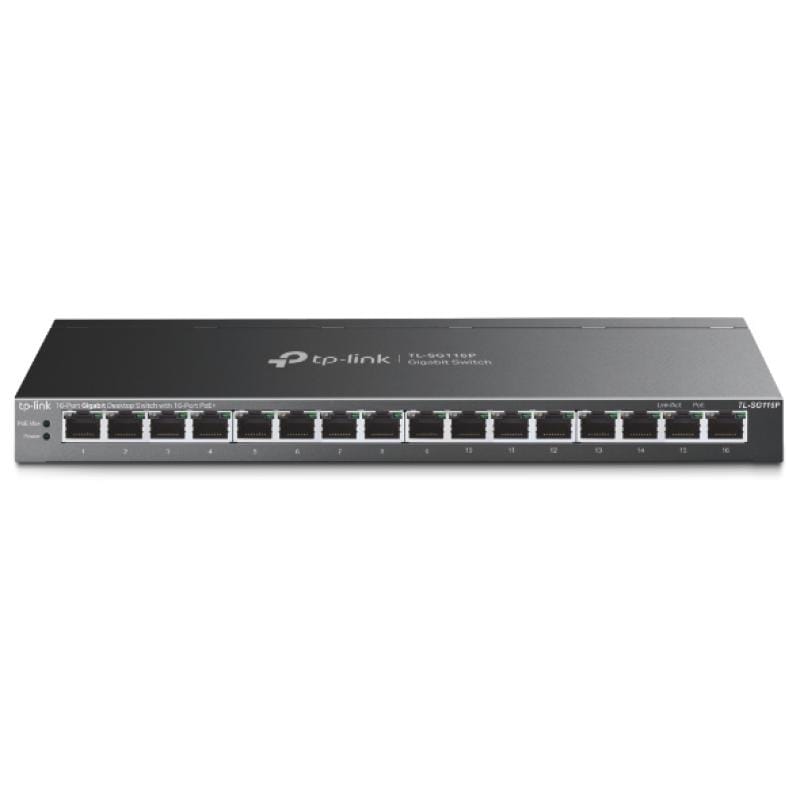 TP-Link Switch TP-Link TL-SG116P 16 porturi Gigabit, 16x PoE, neadministrabil, pentru rețele birou și supraveghere