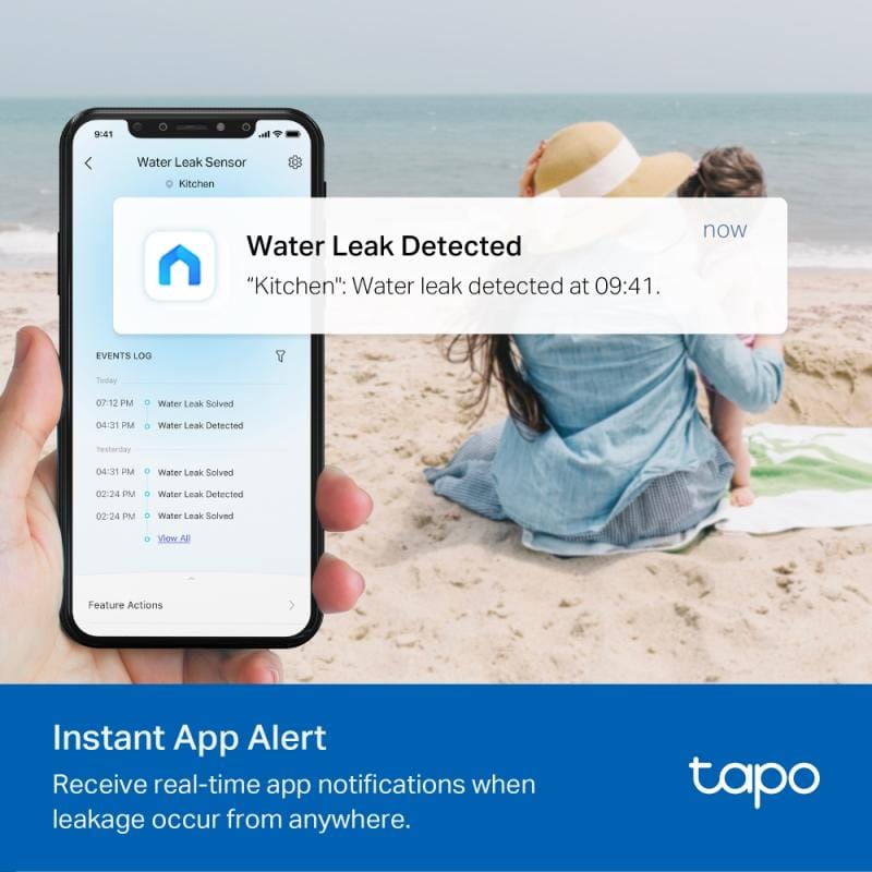 TP-Link Senzor inteligent de scurgeri de apă TP-Link Tapo T300, notificări în aplicație și automatizări Smart Home