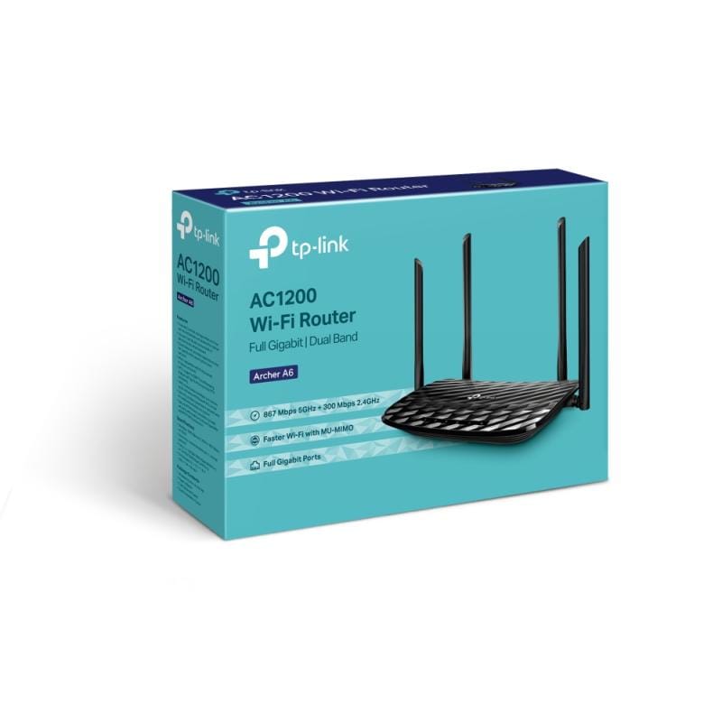 TP-Link Router Wireless TP-Link Archer A6, Dual Band AC1200, Gigabit, MU-MIMO, OneMesh, Control prin aplicație