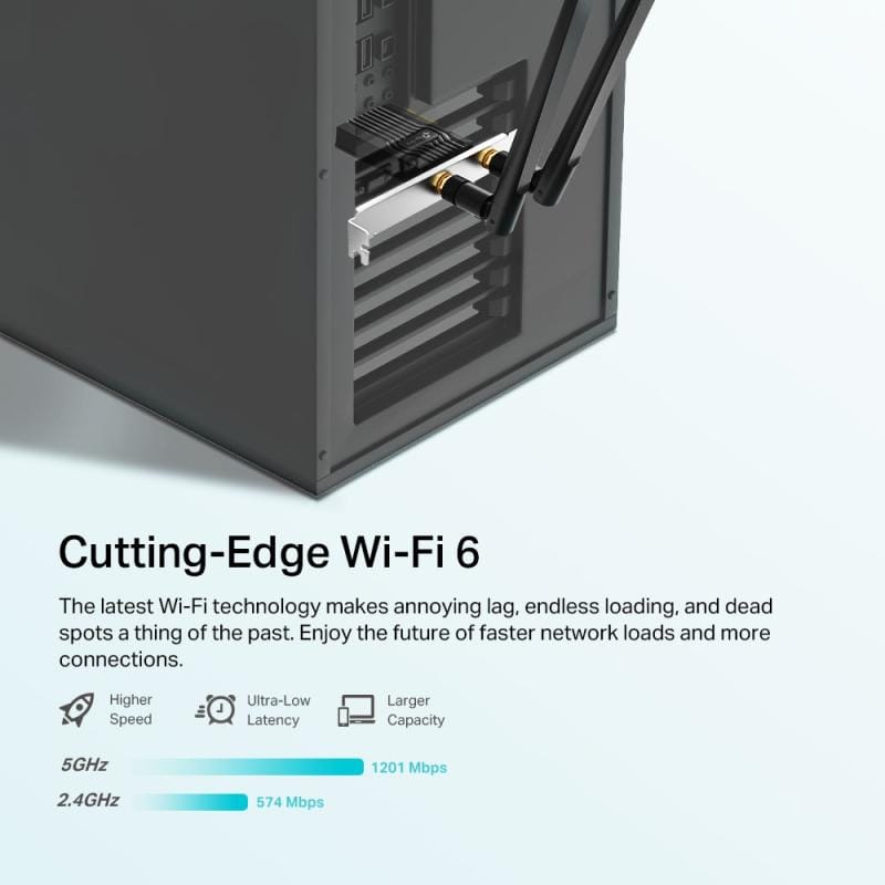 TP-Link Adaptor Wi‑Fi 6 TP‑Link Archer TX20E PCIe, antene externe, conexiune stabilă pentru PC