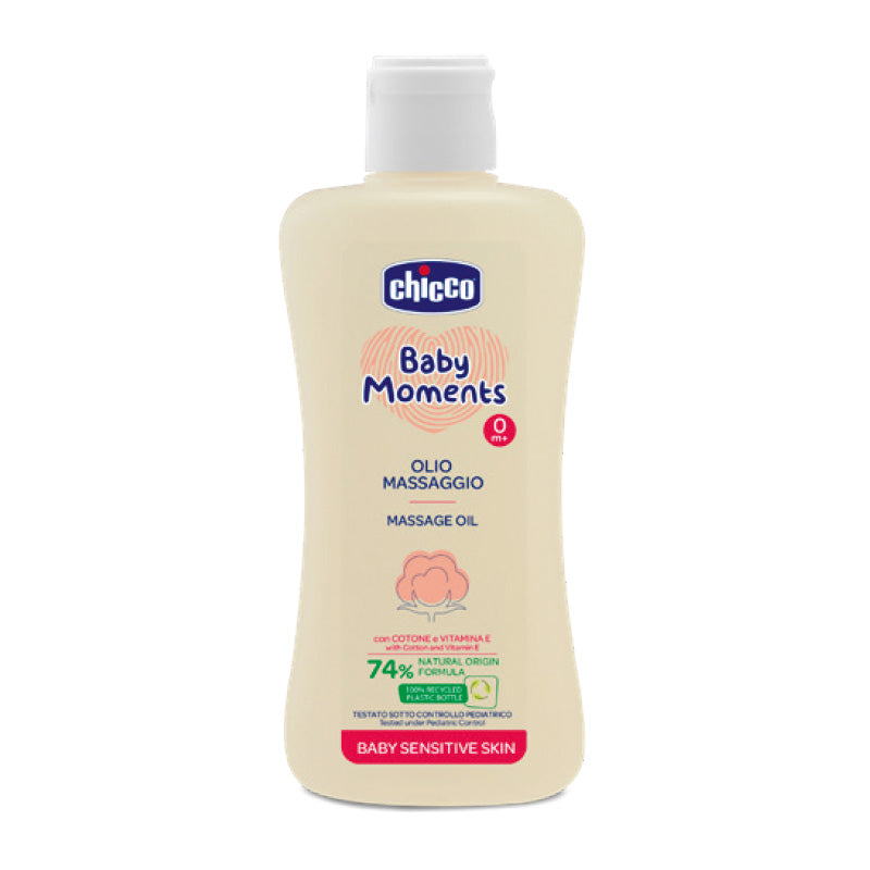 Ulei de Masaj Dermatologic Chicco Baby Moments Sensitive, 200ml, 0 Luni+