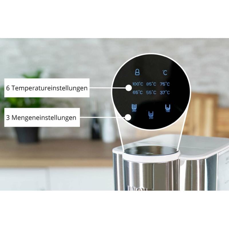 UNOLD Dispenser apă fierbinte Unold Ava 18610, argintiu/alb, încălzire rapidă pentru ceai și cafea