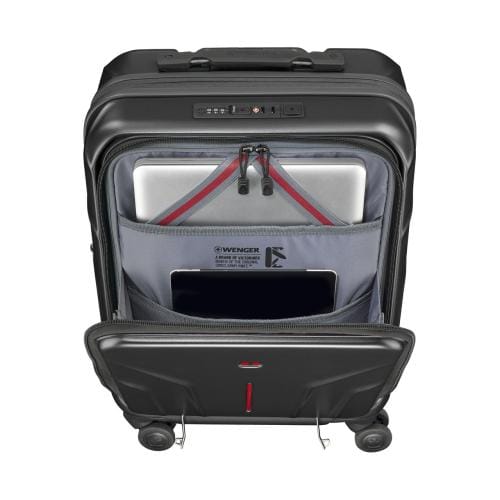 Wenger Genti laptop Troler Wenger Ampix, 54x38x23 cm, carcasă rigidă, dimensiuni pentru bagaj de mână, Negru
