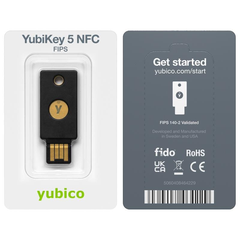 Yubico Cheie de securitate Yubico YubiKey 5 NFC FIPS, USB/NFC, autentificare 2FA fără parolă, anti-phishing