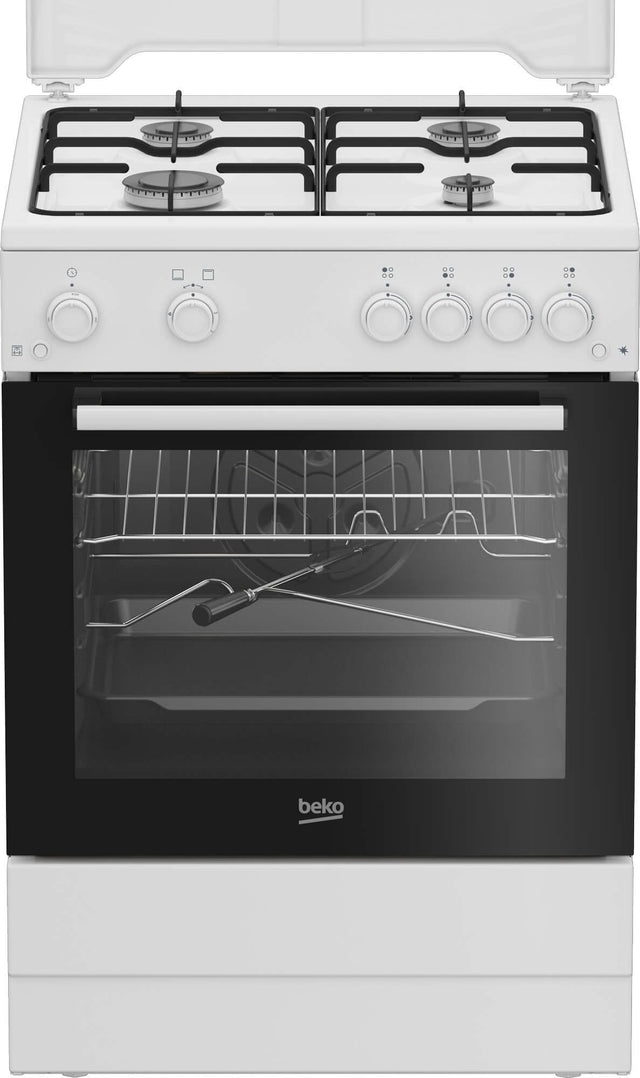 Beko Aragaz Aragaz Beko FBGT62110GWO | 4 Arzatoare, Grill Gaz, Rotisor, Timer, 60x60x85cm