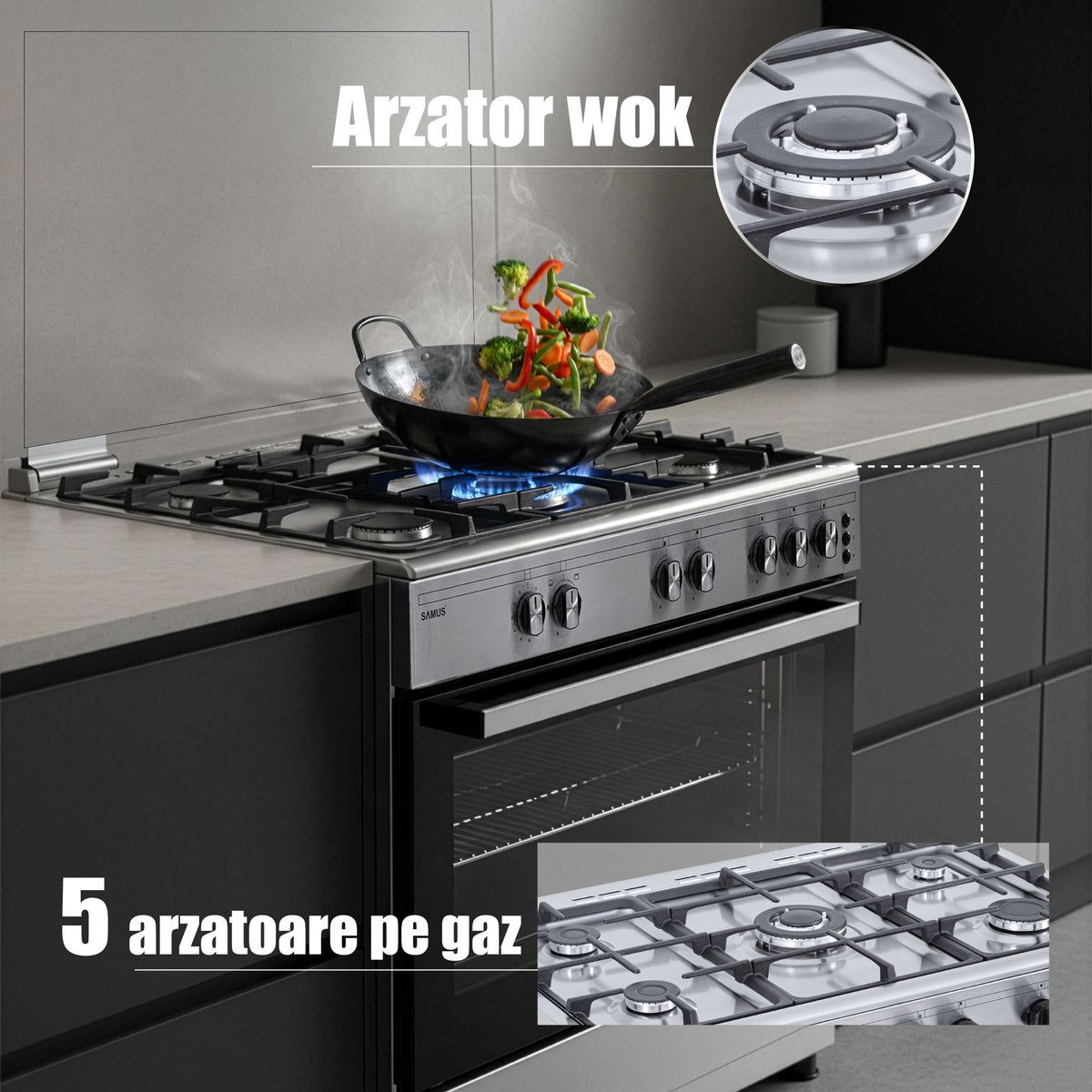 [RESIGILAT] Aragaz Samus R-SM950AGRXS1 | Resigilat, 92L, Inox