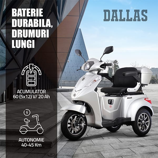 Samus Trotineta electrica Trotineta Electrica Samus Dallas-3R1-10T1000-60V20-Silver | 1000W, 60V, 20Ah, Argintiu