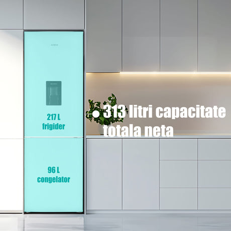 Samus Combina frigorifica Combină Frigorifică Samus SCW396ED | 313L, Clas E, Clasic, 60x60.5x185.8cm