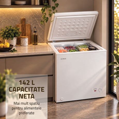 Lada Frigorifica Samus LS169IE | 142L, Clasa E, Alb, 70.5x55x85cm