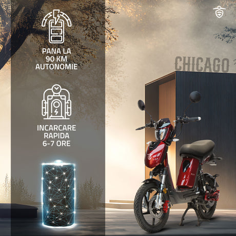 Trotineta Electrica Samus Chicago-18T800-48V26-Red | 48V, 800W, Autonomie 26km, Rosu