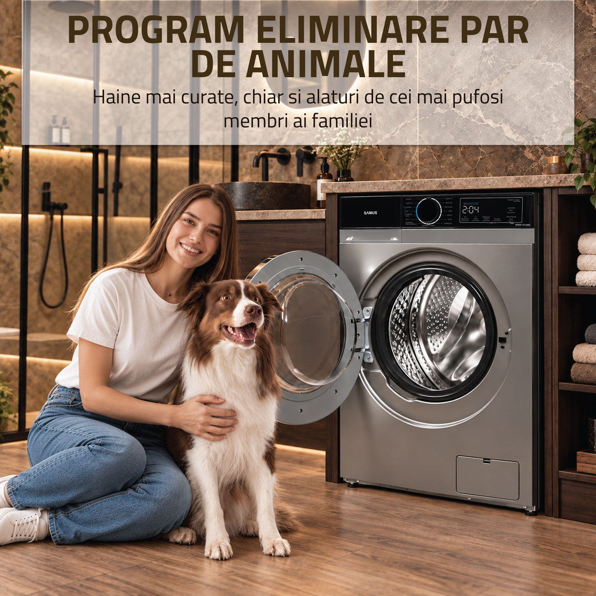 Masina de Spalat Rufe Samus WSADI-10149DS | 10kg, 1400RPM, Clasa A, 60x54x85cm