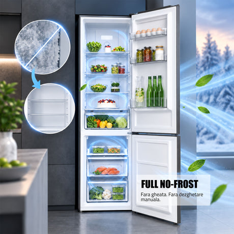 Combina Frigorifica Samus SCX358NFIE | 253L, No Frost, Clasa E, Negru, 57.7x62.2x188.5cm