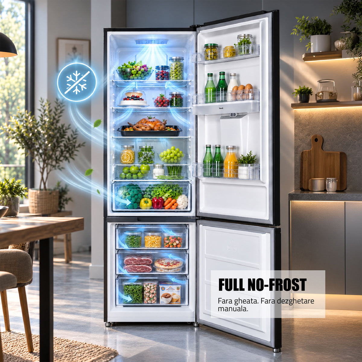 Combina Frigorifica Samus SCX517NFIDE | No Frost, Clasa E, Inox, 62.1x65x205cm