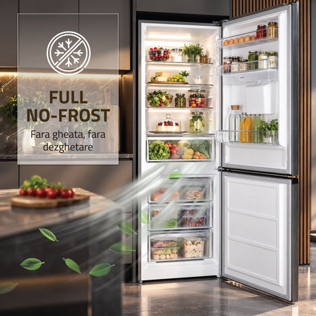 Combina Frigorifica Samus SCX401NFIDE | No Frost, 291L, Clasa E, Inox, 60x60x186cm