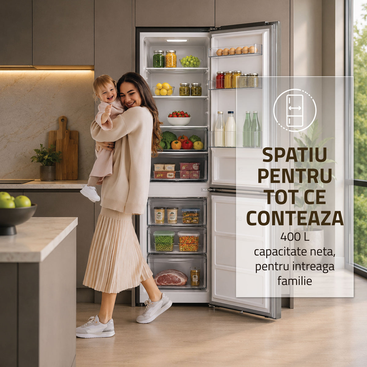 Combina Frigorifica Samus SCX540NFIE | No Frost, Clasa E, Inox, 60x68x186cm