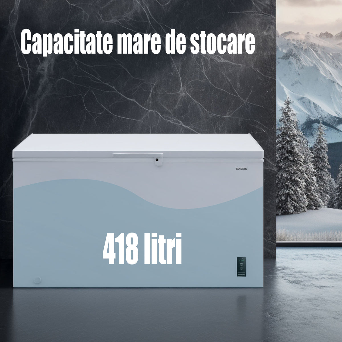 Lada Frigorifica Samus LS446E | 418L, Alb, Clasa E, 141.6x75x82.5cm
