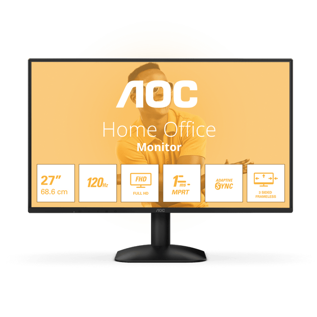 AOC Monitor AOC 27" 27B31H, Diagonal (inch): 27, Diagonal (cm): 68, Aspect ratio: 16:9, Panel: IPS, Resolution: 1920x1080, Refresh Rate: 120Hz, Response time GtG: 4ms, Response time MPRT: 1ms, Brightness